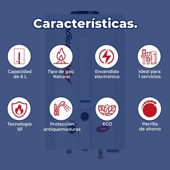 Calentador De Paso Mirage 6 L Gas Natural Incluye Maxiboiler