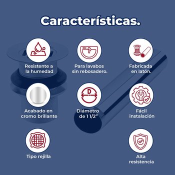 Contra de Rejilla Para Lavabo Sin Rebosadero Helvex TH0-59