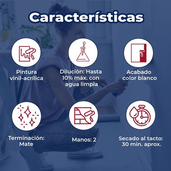 Pintura vinil acrílica mate classic extra white 19 L