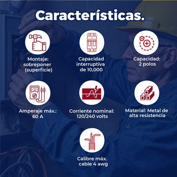 Interruptor Seguridad Igesa 2 x 60 amp