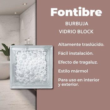 Vidrio Block Burbuja Fontibre 19 x 19 x 8 cm