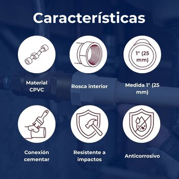 Conector CPVC Rosca Interior 25 mm 1 pulg