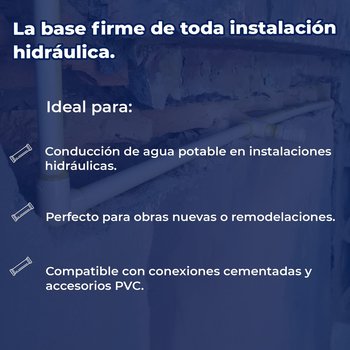 Tubo PVC Hidráulico Cementado 1/2 Cedula 40 6 m