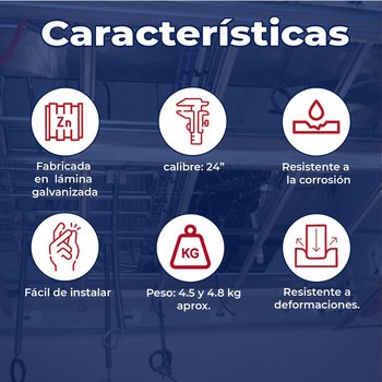 Canaleta de carga calibre 24 1 1/2X3.96 M