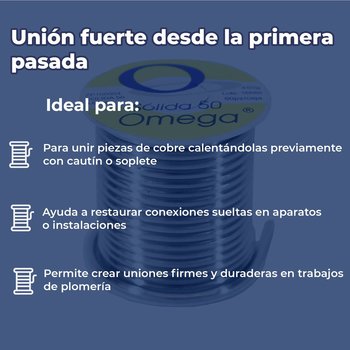 Soldadura de Estaño Solida Omega 50 50 450 gr 3 mm