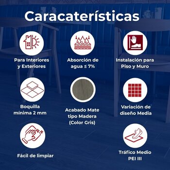 Piso Gray Emblem Daltile Rectificado 20X90 1.72 M2 EM03R
