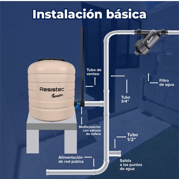 Tinaco Multicapa Beige Resistec Rotoplas 800 Lts 1.02X1.20