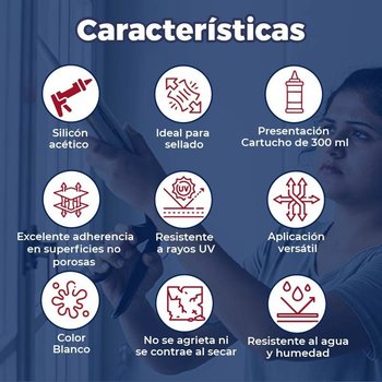 Silicón Blanco 100% marca Presto 300 mL