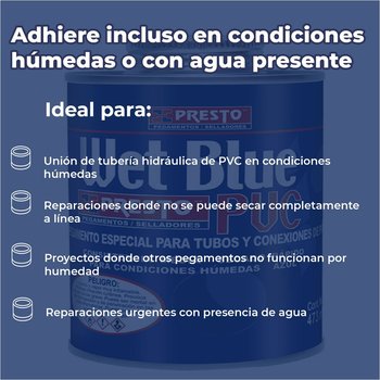 Pegamento Para PVC Presto Wet Blue ½ 473 ml