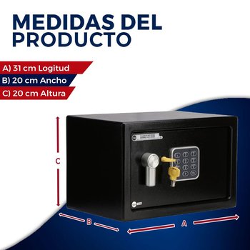 Caja Fuerte de seguridad Yale Negra 20x31x20 cm