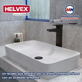 Lavabo de Sobreponer Blanco sin Rebosadero Helvex LV Alaska