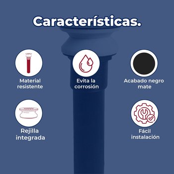 Contra Para Lavabo S/Rebosadero y Rejilla Acabado Negro Rugo