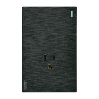 Placa 1 Apagador Sencillo 1 Contacto Lucek Flat Negro