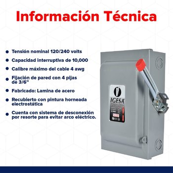 Interruptor Seguridad Igesa 2 x 60 amp