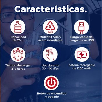 Dispensador Agua Garrafón Negro Recargable