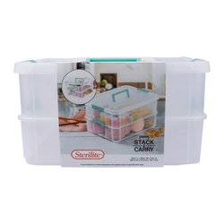 Caja con Clip Doble Espacio Plástica 36X27X19cm Transparente