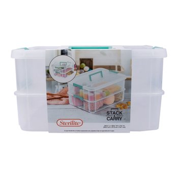 Caja con Clip Doble Espacio Plástica 36X27X19cm Transparente