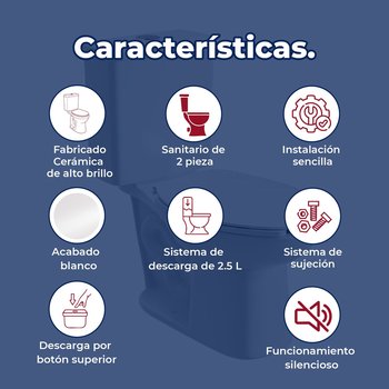 Sanitario WC Alargado Compacto Blanco Sustenta 2.5 L Helvex