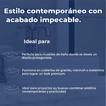 Lavabo de sobreponer rebosadero una perforación Blanco Helvex