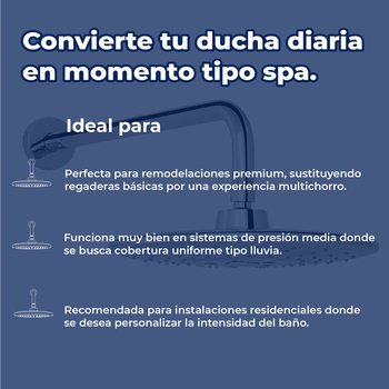 Regadera Cuadrada de Plato Ancho 10 x 10" Helvex 3 Chorros