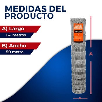 Malla Borreguera DeAcero 1.40 x 50 M Calibre 14.5