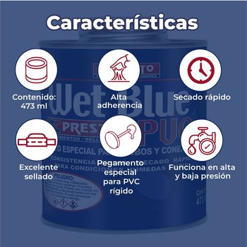 Pegamento Para PVC Presto Wet Blue ½ 473 ml