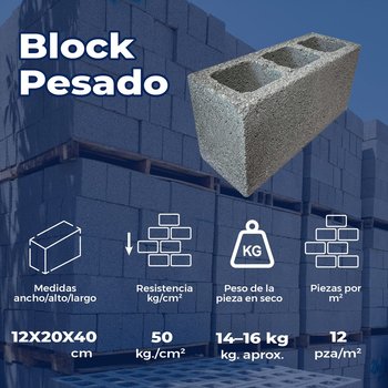 Block Pesado 20 x 20 x 40 cm