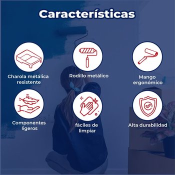 Kit Charola Rodillo Metalico 8 Piezas