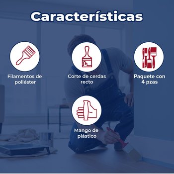 Brochas de Poliéster con 4 Piezas BYP