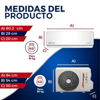 Minisplit Tradicional 1 Ton Solo Frio 220V Life 12 Plus
