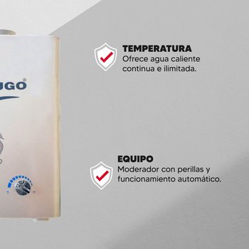 Calentador de Paso Instantáneo Rugo Gas Lp 8 l