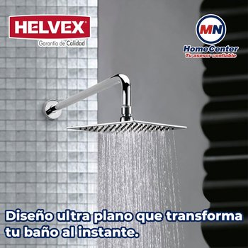 Regadera 8" x 8 de Chorro Fijo Helvex Cuadrada UltraPlana H-3009
