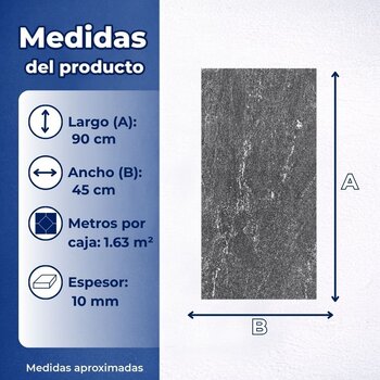 Piso Tipo Piedra Britton Dark Cesantoni 45 x 90 cm Rectificado