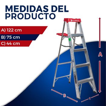 Escalera Tijera Cuprum Aluminio 4 Peldaños 1.53 Mts