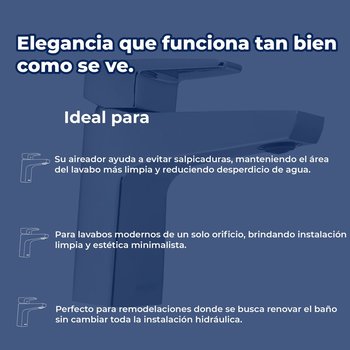 Llave Monomando bajo Para lavabo Helvex Lusitania LUS-100