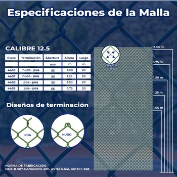 Malla Ciclónica Forrada DeAcero 1 x 20 M Calibre 12.5