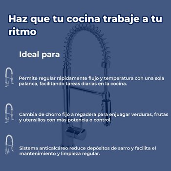 Llave Monomando para Fregadero Helvex Salida Flexible E-305