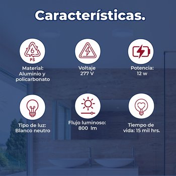 Luminario led sobreponer techo 6 pulgadas 12 watts drum blanco