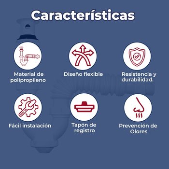 Trampa Para Lavabo PVC Flexible con Contra Tipo P