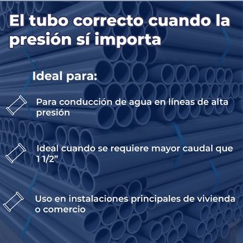 Tubo PVC 40 50 MM 2 (6 MTS) Para Instalación Hidráulica