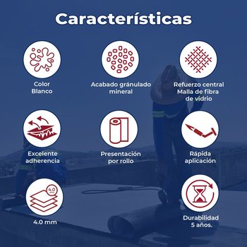 Impermeabilizante Prefabricado Novaply 4.0 FP Gravilla Blanca