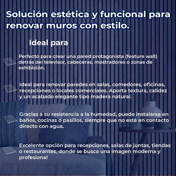 Panel Lambrin de pared WPC interior nogal 16.5X290X2.2 CM