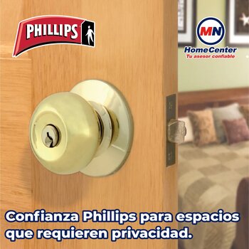 Cerradura Baño Phillips Brandy Wine Latón Brillante
