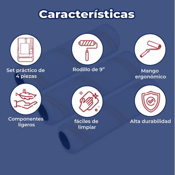 Kit Charola Rodillo 6 Piezas Para Pintar