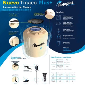 Tinaco PLUS Beige 1100 L c/herrajes y Filtro