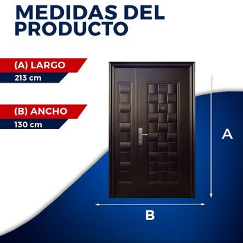 Puerta Der con Fijo Serie 3 Alta Seguridad 130X213 MTS CHOCOLATE