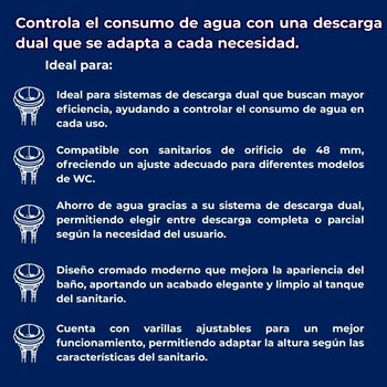 Botón Cromado de Descarga Dual Para WC 48 mm Fluidmaster