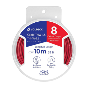 Cable Eléctrico THHW-LS Calibre 8 AWG Rojo 10 m