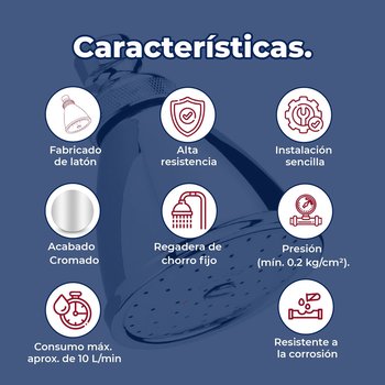 Regadera Para Baño de Chorro Fijo Helvex H-500