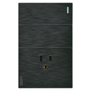 Placa 2 Apagadores Sencillos 1 Contacto Lucek Flat Negro